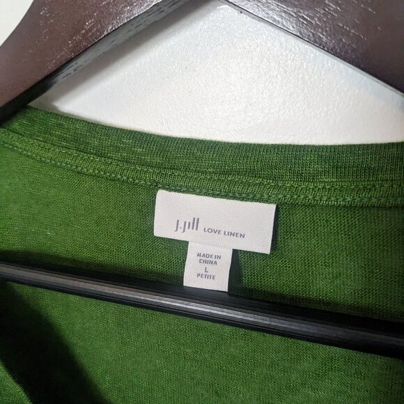 J.Jill Love Linen Women's 100% Linen Hunter Green Short Sleeve Sweater Size LP - Picture 3 of 9